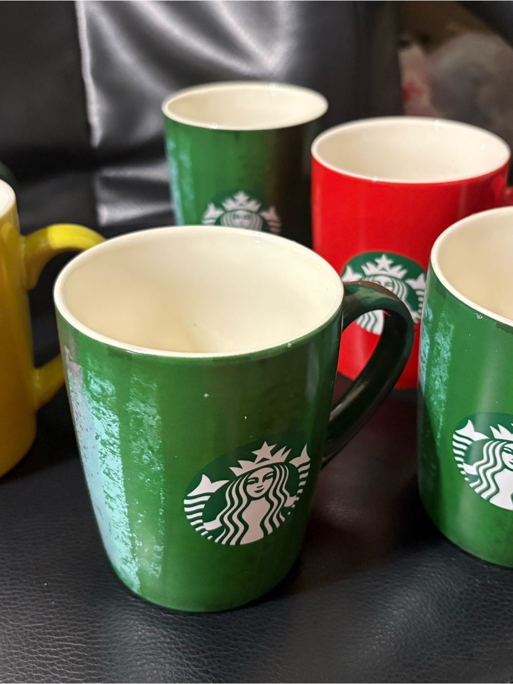 Starbucks Green and Red Ceramic Logo Mug Set